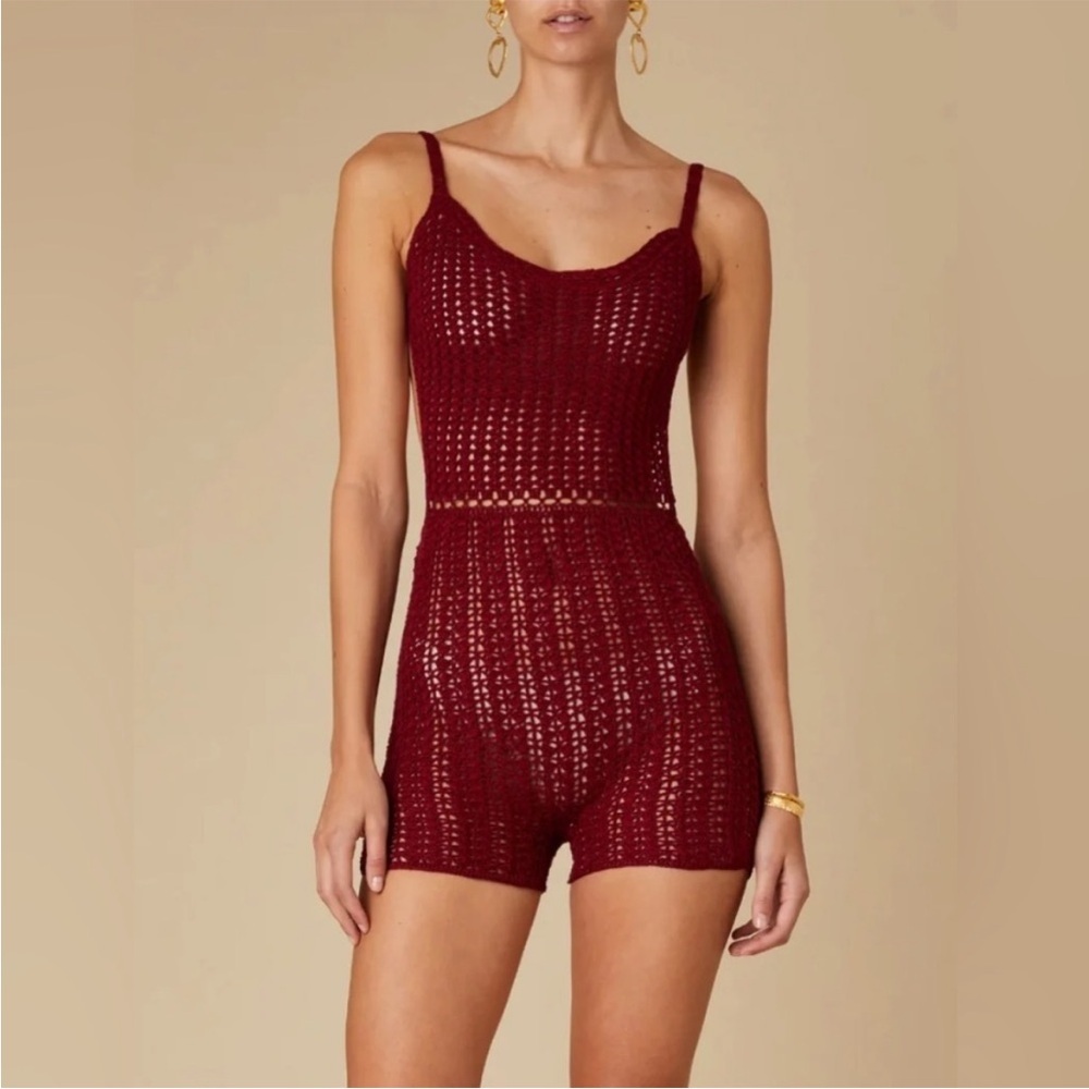 Savannah Morrow The Label Leo Romper in Ruby NWT Small $650 MSRP - Picture 6 of 7